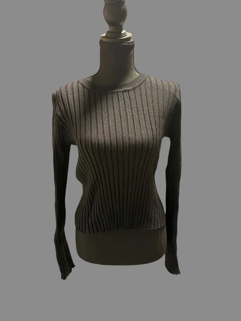 Halara Black Ribbed Knit Sweater Size Large Long Sleeve Crew Neck Stretch Top